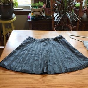 J Crew Black Vegan Leather Pleated Skirt